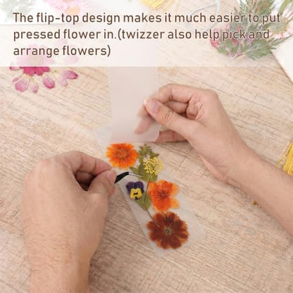 182 Pcs Pressed Flower Bookmark Making Kit, 30 Laminating Pouches with 120 Dried Flowers, 30 Tassels, Tweezer and Punch, Party DIY Crafts Bookmark for Reading Women Kids - Image 7