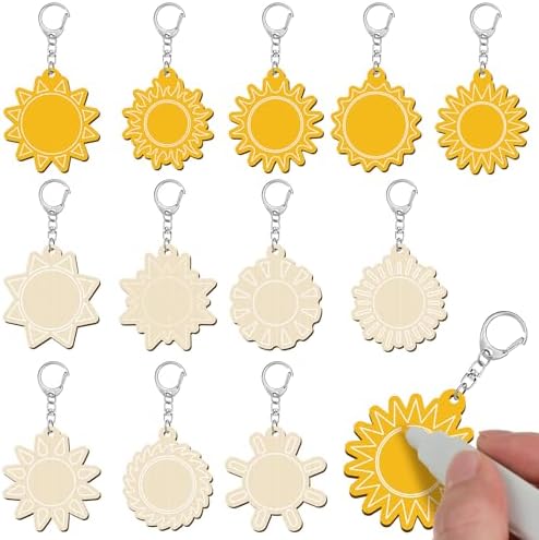 RattanView 24 Pcs Sun Craft DIY Wooden Sun Expressions Kits by RattanView