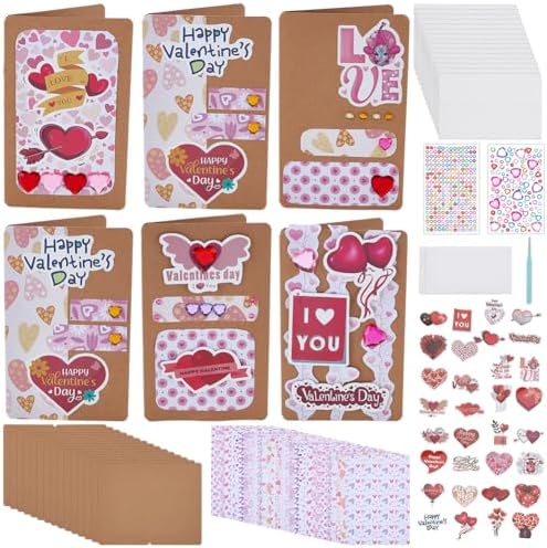 WEBEEDY 15 Sets Valentines's Day DIY Card Making Kits Valentines DIY Greeting Card Crafts with Envelopes, Blank Cards, Stickers for Birthday Christmas Anniversary Invitation Paper Craft Gift by WEBEEDY