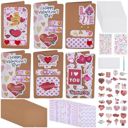 WEBEEDY 15 Sets Valentines's Day DIY Card Making Kits Valentines DIY Greeting Card Crafts with Envelopes, Blank Cards, Stickers for Birthday Christmas Anniversary Invitation Paper Craft Gift by WEBEEDY