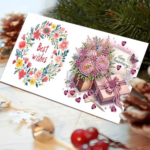 Christmas DIY Diamond Greeting Cards Set, 5D DIY Diamond Art Painting Christmas Style Greeting Card, DIY Christmas Card Making Kits for Family Friends Handmade Gift-#33-Happy Birthday - Image 6