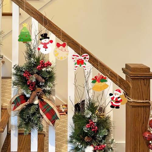 80PCS Wooden Christmas Ornaments to Paint, 8 Styles DIY Blank Unfinished Wood Reindeer Santa Claus Christmas Tree Ball Snowman Snowflake Angel Cutouts Ornament for Crafts Winter Hanging Decorations - Image 5