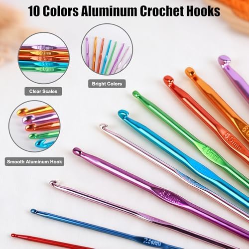 MECHEER Crochet Needles Set, 54 Pack Crochet Hooks Set Crochet Kits for Beginners, Ergonomic Crochet Beginner Kit with Storage Case, Knitting Needles, Hand Craft Knitting Accessories for Crocheters - Image 3
