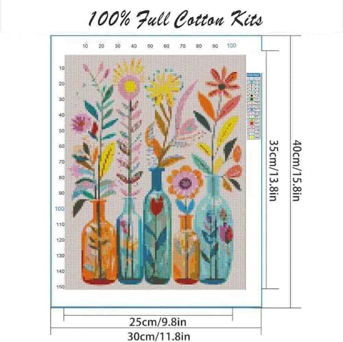 DYAIANGMU Flower Stamped Cross Stitch Kit for Adults 15.7x11.8 inches - Image 2