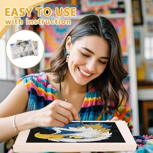 Doodlream Bald Eagle Needle Kit for Beginner, 9.4"x 9.4" Majestic Bird Punch Stitching Craft Set, Color DIY Embroidery Starter with Printed Frame, Instruction, Threader, Yarn, Pinch Needle - Image 3