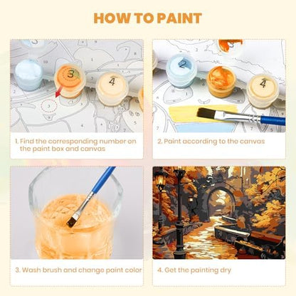 MXJSUA Castle Scene Paint by Numbers Kit with Frame for Adults, Easy Beginners Paint by Number on Canvas with Easel, Acrylic Number Painting Craft Gifts for Home Decor, 8x12 inch - Image 5