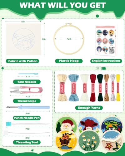 FIVEIZERO Yarn Punch Needle Craft Kit for Beginners,Beach Patterns - Image 2