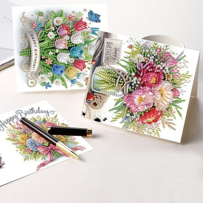 LazyFold 6Pcs DIY Diamond Art Painting Greeting Cards with Envelopes, Beautiful Bouquet All Occasion Note Card Kit for Women, Handmade Thank You Birthday Friendship Cards Gift - Image 6