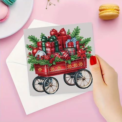 6Pcs Christmas Greeting Card DIY Diamond Art Painting Greeting Cards Blessing Folding Card Kit with White Envelopes Diamond Arts Crafts for Birthday Festival Gift-Christmas02 - Image 2