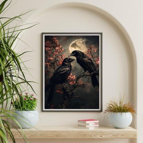 Gothic Raven Paint by Numbers Kit for Adults Framed Canvas, Frameworkless - Image 6