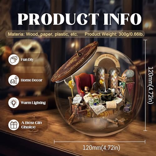 Dollhouse Miniature DIY House Kit Creative Room with Furniture and Glass Cover for Adult to Building, Halloween/Home Decorations/Gifts for Family and Friends (MYDB) - Image 3