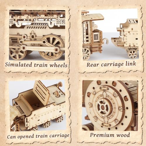 3D Wooden Puzzles for Adults, DIY Steam Train Model Building Kit - Image 3