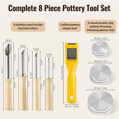 8 PCS Pottery Tools Polymer Clay Sculpting Kit Ceramic Trimming Tools Set - Image 2