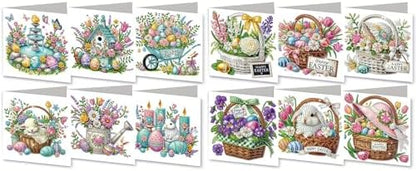 12Pcs Easter Greeting Card DIY Diamond Art Painting Greeting Cards Special Shaped Diamond Blessing Folding Card Kit Arts Crafts for Holiday Festival-01 by BAYUNOESparkDiamondCraft