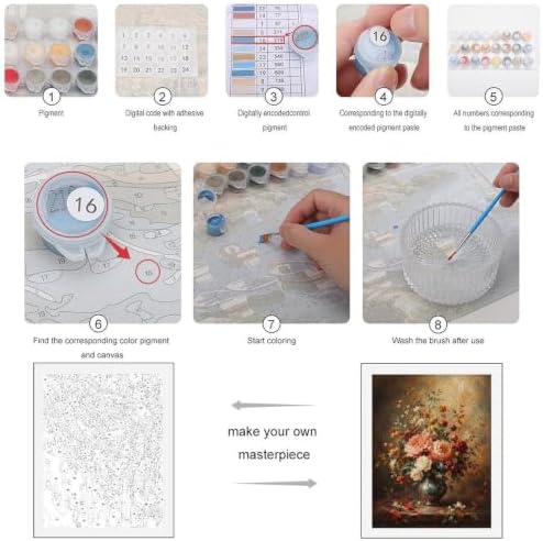 Bozfoxa Paint by Numbers Kit for Adults Beginner Autumn Floral Vase - Image 3