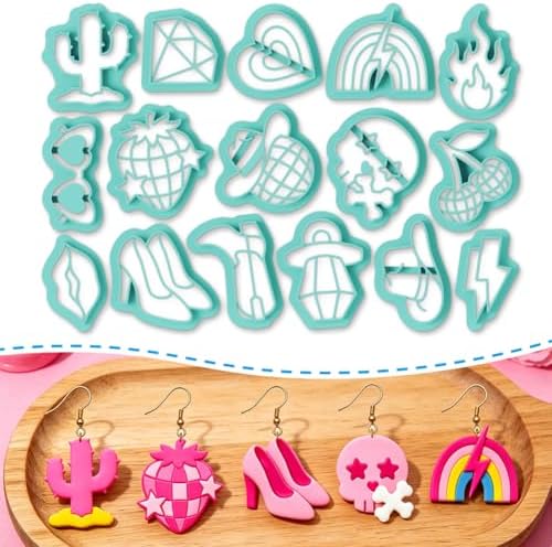 ORIGACH 16 Pcs Y2K Edgy Punk Style Polymer Clay Earring Cutters Set by ORIGACH