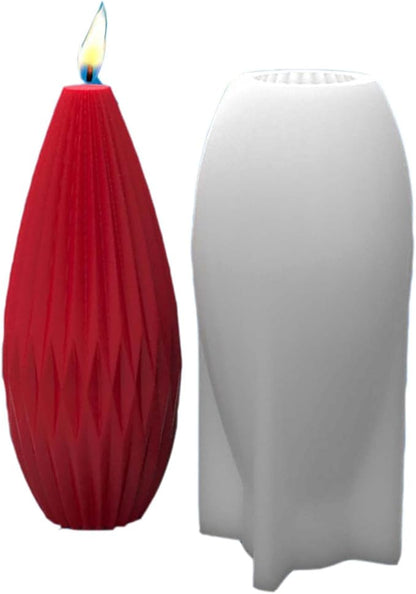 Grainrain 3D Geometry Design Silicone Candle Mold Decorated Pillar Candle Mould Handcrafted Silicone Molds for Candle Wax Resin Gyspum Crafts Making (D29)