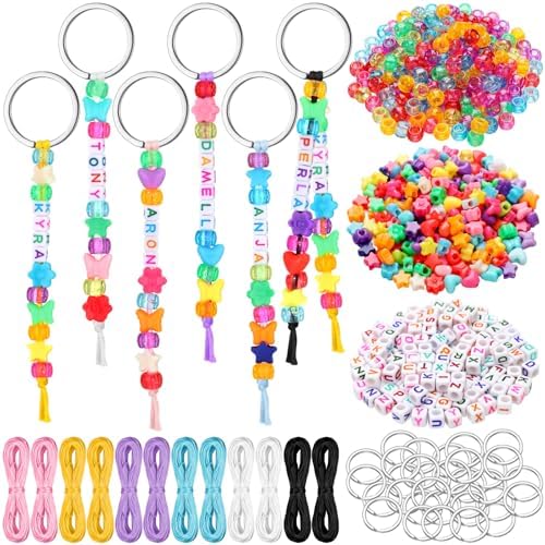 Landical 564 Pcs DIY Bead Keychain Kit Key Chain Making Craft Mixed Color by Landical