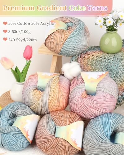 Coopay Yarn for Crocheting & Knitting, Gradient Cake Yarns (Oil Painting) - Image 6