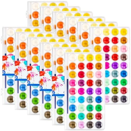 Nuanchu Gifts Bulk Watercolor Paint Washable Watercolor Paint Kits Palette and Brushes Portable Water Color Supplies for Adults, Beginners Artists Graduation Gift(12 Pack,36 Colors) by Nuanchu