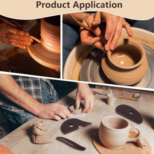 BENECREAT 3PCS Wooden Rib Ceramics Tools, Pottery Ribs for Pottery Tools and Clay Tools, Ceramic Sculpting Tool for DIY Smooths Shapes Mud Trimming Throwing - Image 5