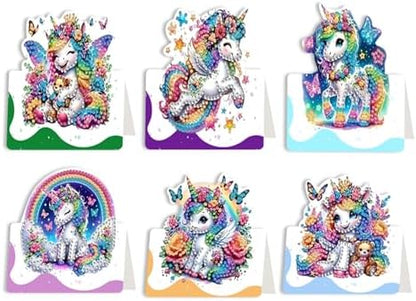 6 pack 3D Unicorn Diamond Painting Greeting Cards Kit,Pink Diamond Art Birthday Cards with Envelopes,DIY Thank You Card Making Craft for Adults,Handmade Greeting Card Supplies Gift Idea (Unicorn) by Unknown