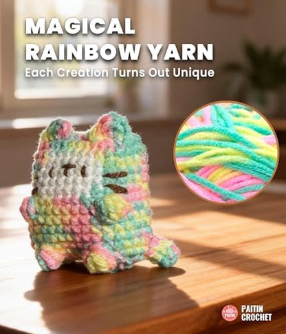 PAITIN Crochet Starter Kit – Easy DIY Craft Set for Adult Beginners, Handmade Yarn Art Project with Video Guidance (Mini Cat) - Image 3