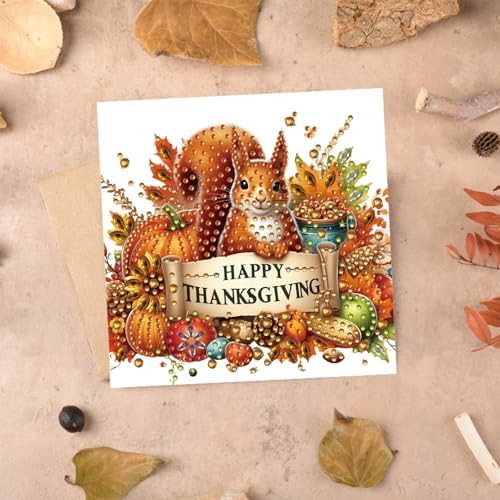 6Pcs Thanksgiving Greeting Card DIY Diamond Art Painting Greeting Cards Special Shaped Diamond Autumn Blessing Folding Card Kit Arts Crafts for Birthday Festival (Thanksgiving Day) - Image 3