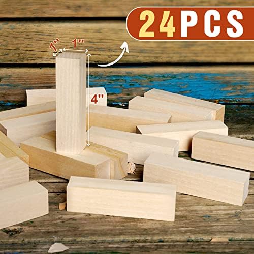 Basswood Carving Blocks, 24PCS Whittling Wood Blocks Wood Carving Kit, Bass Wood for Wood Carving Easy to Use, for Kids and Adults - Image 2