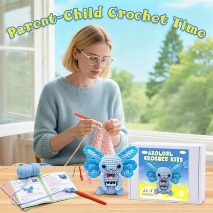 Pnytty Crochet Kit for Beginners, Blue Axolotl Crochet Starters Kit - Image 6