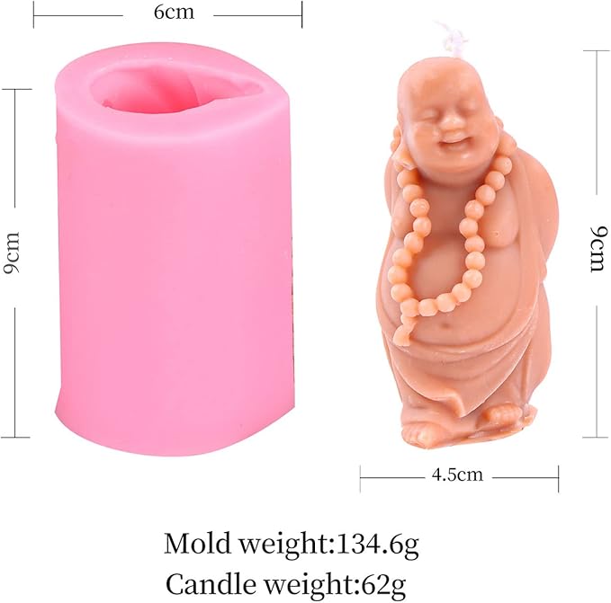 Grainrain 3D Buddha Silicone Candle Mold Decorated Pillar Candle Mould Handcrafted Silicone Molds for Candle Wax Resin Gyspum Crafts Making (SXY119)