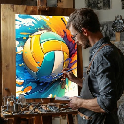 Reivworl Volleyball Paint by Numbers Kit for Adults Beginner, 16" Wx20 L Volleyball Paint by Number for Adult, Acrylic Painting Kits with Canvas for Gifts and Wall Decor - Image 3
