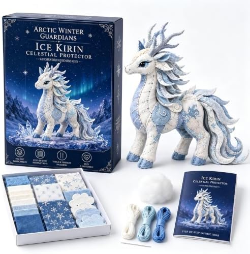 Arctic Winter Guardians DIY Patchwork Kit, Handmade 3D Mythical Plush Sewing Set with Pre-Cut Materials, Felt Animal Sewing Kit for Beginners, an Excellent Choice for Home Décor(Qilin 1) by Unknown