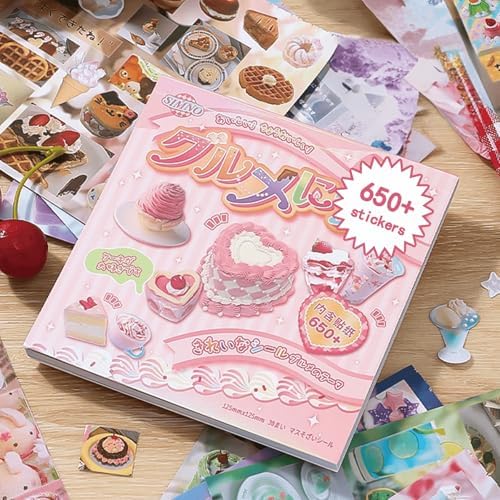 650+ Pcs Japanese Sticker Book- Aesthetic Cute Y2K Retro Sticker Book - Japanese Stationery Stickers for Scrapbooking, Journals, Planners, Water Bottles & Junk Journal Supplies by JUNKJWBZ%7CPeelStickInspir
