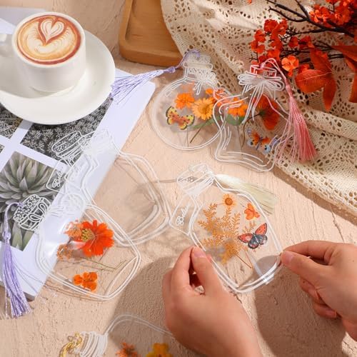 Taobary 91 Pcs DIY Dried Flowers Bookmarks Transparent, Warm Color - Image 6