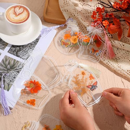 Taobary 91 Pcs DIY Dried Flowers Bookmarks Transparent, Warm Color - Image 6