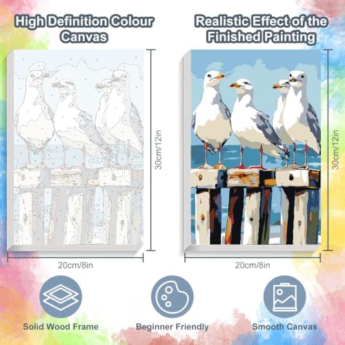 Kalonyth Seagull Framed Paint by Numbers Kit for Adults Beginner 8x12 inch - Image 3