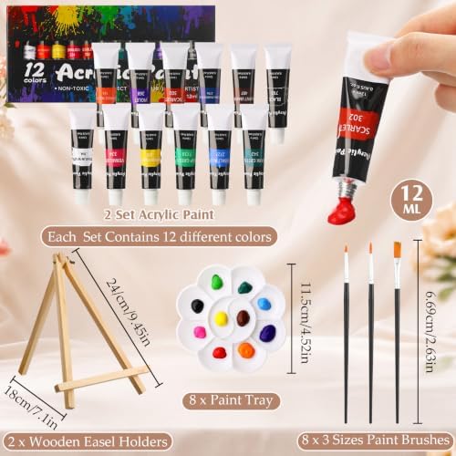 Cholemy 36 Pcs Paint and Sip Kit Gift for Adults 8''x10'',Vivid Flowers - Image 4