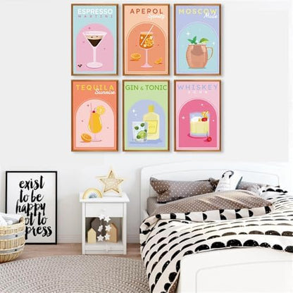 6 Pack Paint by Numbers Kit for Adults Beginners - Cocktail Adult Paint by Number Kits on Canvas Without Frame, DIY Cocktail Acrylic Oil Number Painting Kits for Gift Home Wall Decor 8x12 Inch - Image 5