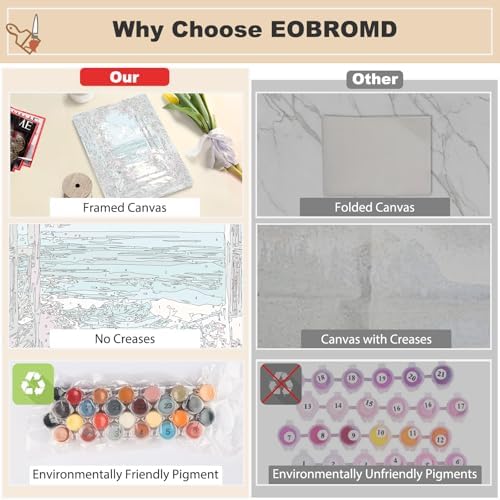 EOBROMD Framed Paint by Numbers Kits for Adults with Wooden Easel, Scenery Landscape DIY Kits Crafts for Beginner on Stretched Canvas, 3 Brushes and Acrylic Paint for Home Decor 10x14 Inch - Image 3
