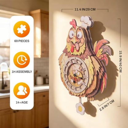 3D Puzzles for Adults Chef Chicken Clock Crafts for Adults - Image 4