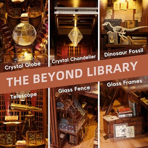 MiniCity Book Nook Kit, DIY Miniature Dollhouse Booknook Kit, 3D Wooden Puzzle Bookend Bookshelf Insert Decor with LED Light for Teens and Adults (Beyond Library) - Image 4