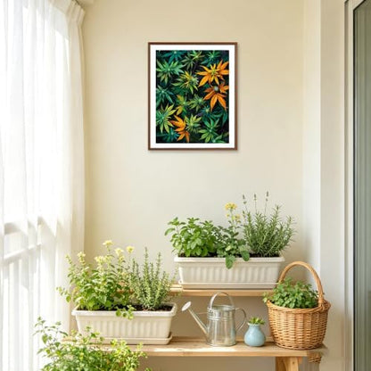 ARNLRDYA Green Plants Paint by Number Kit, Marijuana Leaf, Green - Image 3