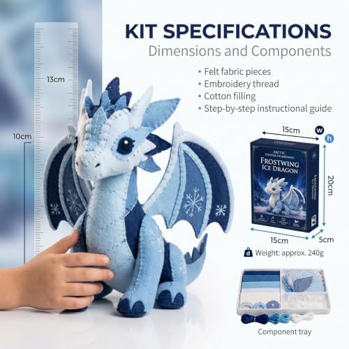 Winter Guardians DIY Patchwork Kit, Felt Animal Sewing Kit for Adults & Beginners, 3D Stuffed Mythical Creature Needle and Thread Kit Craft Sewing Project Kits fo (Star Reindeer) - Image 3