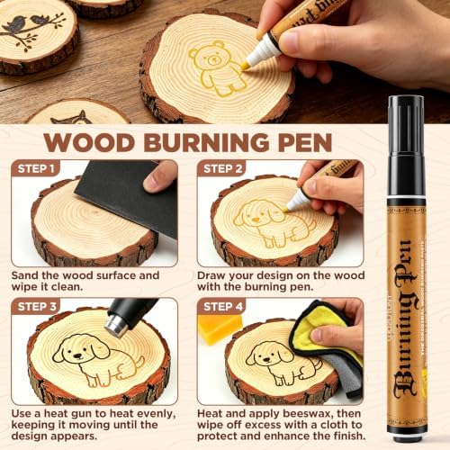 13PCS Wood Burning Paste Kit, 4OZ Wood Burning Gel with Single Sided Wood Burning Pen Marker for Easy Application & Beautiful Engravings, Ideal DIY Craft Kit for Beginners and Handmade Enthusiasts - Image 6
