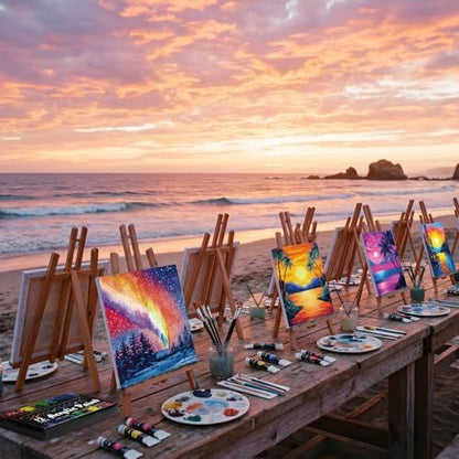Cholemy 36 Pcs Paint and Sip Kit Gift for Adults 8''x10'',Sunset Coast - Image 5