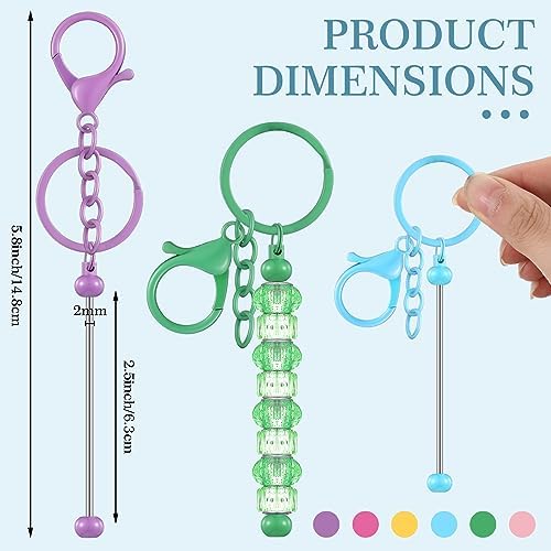 Huwena 6 Pcs Beadable Keychain Bars Metal Blanks DIY Crafts Jewelry Gift - Image 4