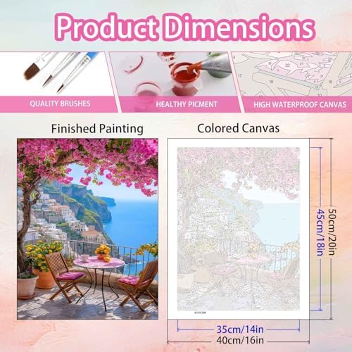 Yunruily Paint by Numbers Adults Landscape-Paint by Numbers Kits for Adults,Paint by Numbers for Adult Canvas for Gifts Home Wall Decor(16x20inch) - Image 5