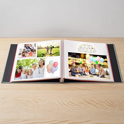Large Photo Album Self Adhesive 4x6 5x7 6x8 8x10 Pictures Scrapbook Magnetic Album DIY Scrap Book 60 Sticky Pages Linen Cover DIY Photo Album with A Metallic Pen and DIY Accessories(Green), 11"x10.8"60 Pages - Image 2