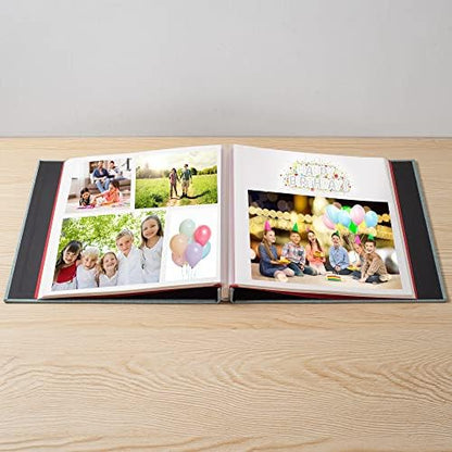 Large Photo Album Self Adhesive 4x6 5x7 6x8 8x10 Pictures Scrapbook Magnetic Album DIY Scrap Book 60 Sticky Pages Linen Cover DIY Photo Album with A Metallic Pen and DIY Accessories(Green), 11"x10.8"60 Pages - Image 2